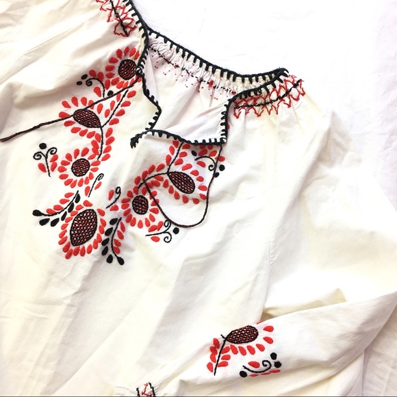 Vintage Tops - Vintage Hand-Embroidered Bohemian Tunic